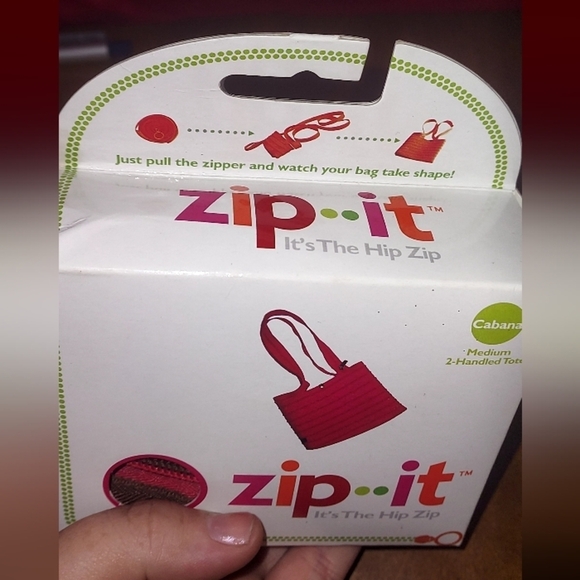 Zip It Cabana Medium 2 Handle Zipper Reusable Tote Bag Fuschia and Dark B… - Picture 15 of 16